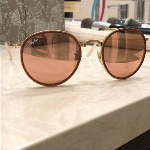 Rose Colored and Gold Ray Ban Folding Sunglasses